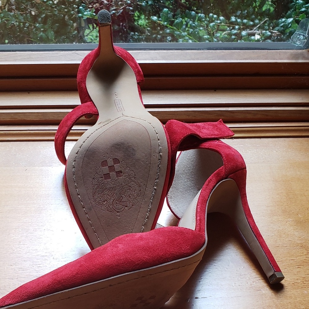 Vince Camuto red suede heals .